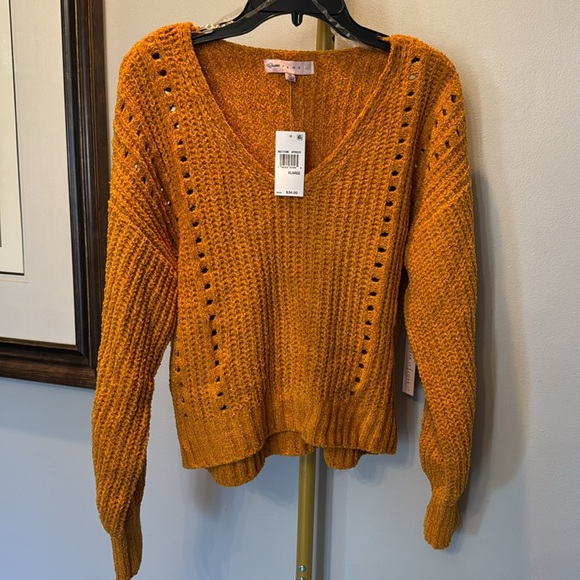 Crave fame gold tone soft sweater NWT XL - Picture 2 of 9